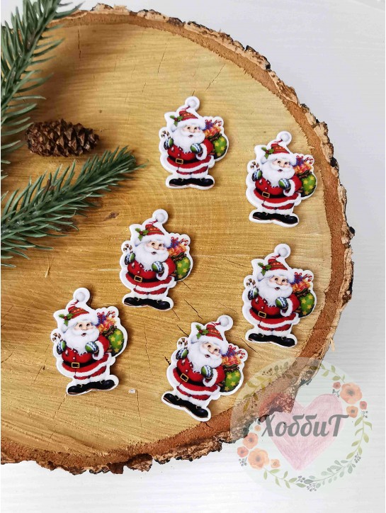 Кабошон-вырубка "Дед мороз с мешком" 2,7*3,7см.